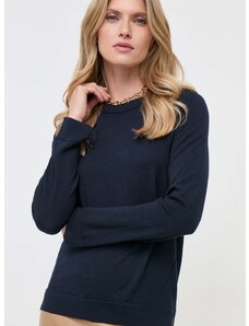Вълнен пуловер BOSS дамски в тъмносиньо от лека материя 50492551