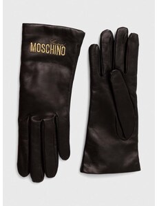Кожени ръкавици Moschino в черно