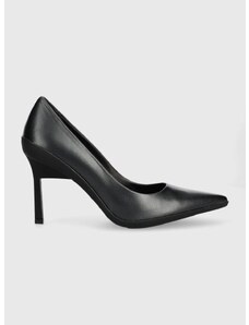 Кожени обувки с висок ток Calvin Klein WRAP STIL CLASSIC PUMP 90-PEARL в черно HW0HW01734