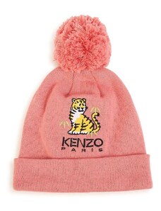 Детска шапка с кашмир Kenzo Kids в розово