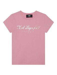 Детска тениска Karl Lagerfeld в розово с принт