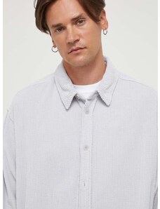 Джинсова риза American Vintage в сиво със свободна кройка с класическа яка