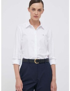 Риза Gant дамска в бяло със стандартна кройка с класическа яка