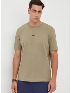 Тениска BOSS BOSS ORANGE в зелено с изчистен дизайн 50473278