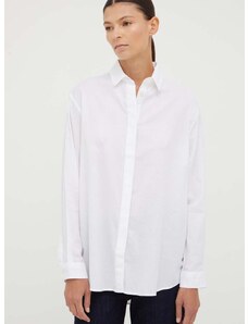Samsoe Samsoe Памучна риза Samsoe CAICO дамска в бяло със свободна кройка с класическа яка F14123548
