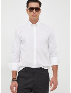 Риза North Sails мъжка в бяло със стандартна кройка с яка с копче