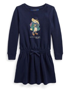 Детска рокля Polo Ralph Lauren в тъмносиньо къса разкроена