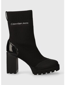 Боти Calvin Klein Jeans PLATFORM KNIT SOCK KNIT WN в черно с висок ток YW0YW01196