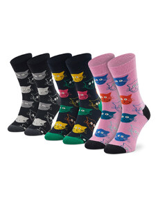 Комплект 3 чифта дълги чорапи мъжки Happy Socks XMJA08-0150 Черен