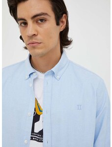 Риза Les Deux мъжка в синьо със стандартна кройка с яка с копче