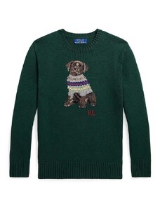Детски памучен пуловер Polo Ralph Lauren в зелено