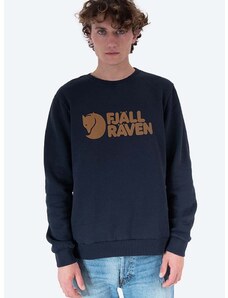 Памучен суичър Fjallraven Logo Sweater M F84142 020-999 в тъмносиньо с апликация F84144 F84142