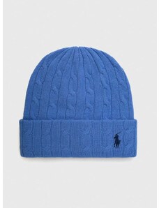 Вълнена шапка Polo Ralph Lauren в синьо от вълна