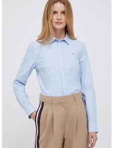 Риза Gant дамска в синьо със стандартна кройка с класическа яка