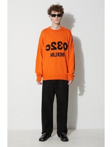 Вълнен пуловер 032C мъжки в оранжево от топла материя