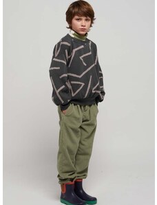 Детски памучен суичър Bobo Choses в сиво с десен
