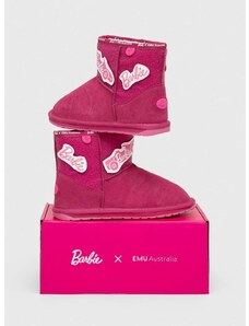 Детски велурени зимни обувки Emu Australia x Barbie, Wallaby Mini Play в розово