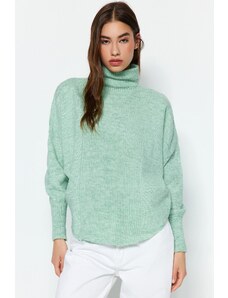 Trendyol мента супер-широка годни мека текстурирани прилеп ръкав детайл трикотаж пуловер