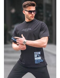 Madmext Men's Black Regular Fit Printed T-Shirt 6087