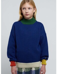 Детски пуловер с вълна Bobo Choses в синьо