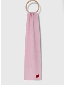 Вълнен шал HUGO в розово с изчистен дизайн