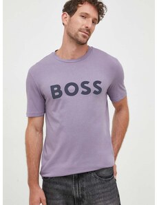 Boss Orange Памучна тениска BOSS CASUAL в лилаво с принт 50481923