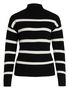 VILA Пуловер черно / бяло