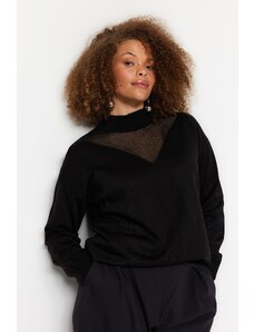 Trendyol крива черен тюл подробни трикотаж пуловер