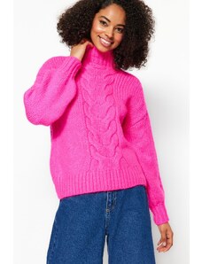Trendyol розова плета подробни трикотаж пуловер