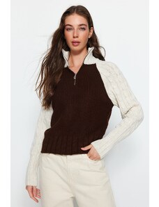 Trendyol камък цвят блок постоянна яка трикотаж пуловер