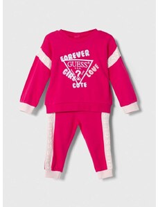 Бебешки памучен спортен комплект Guess в розово