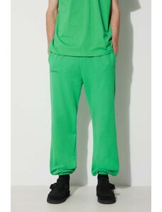 Памучен спортен панталон Pangaia в зелено с изчистен дизайн