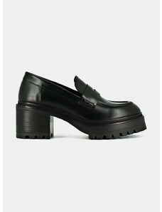 Кожени обувки с дебел ток Jonak RHUM CUIR GLACE в черно с дебел ток 3300107