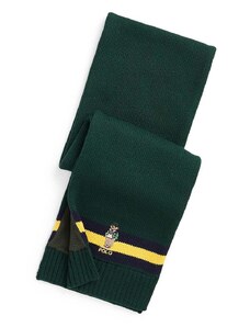 Детски памучен шал Polo Ralph Lauren в зелено с апликация