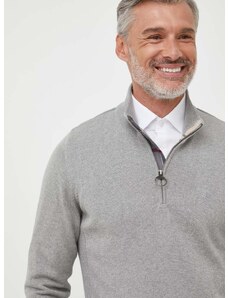 Памучен пуловер Barbour в сиво с ниско поло