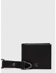 Кожен портфейл + ключодържател Calvin Klein Jeans мъжки в черно