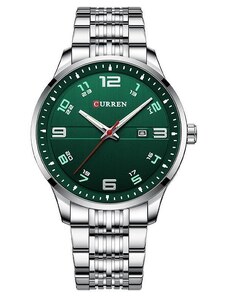 Мъжки часовник Curren Anion, Неръждаема стомана, Сребрист / Зелен