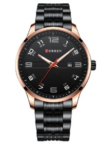 Мъжки часовник Curren Anion, Неръждаема стомана, Черен / Розово злато