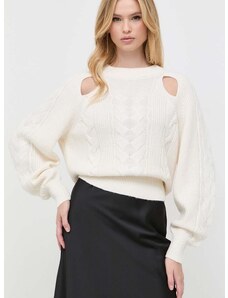 Пуловер с вълна BOSS ORANGE дамски в бяло от топла материя