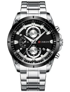 Мъжки часовник Curren Velary, Неръждаема стомана, Хронограф, Сребрист / Черен