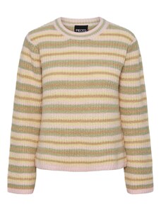 PIECES Пуловер 'NISCHA' цвят "пясък" / пастелно жълто / пастелно зелено / бледорозово