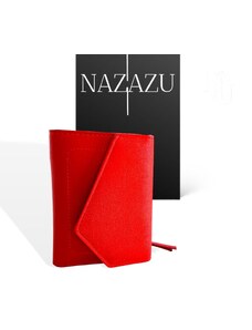 NAZAZU Красиво дамско портмоне с асиметричен капак - Червено