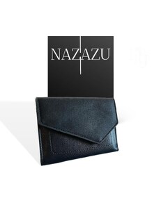 NAZAZU Красиво дамско портмоне с асиметричен капак - Черно