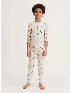 Детска памучна пижама Liewood в бежово с десен