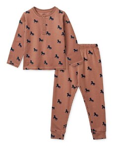 Детска памучна пижама Liewood в розово с десен