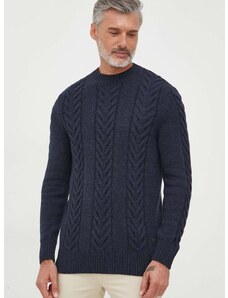 Пуловер с вълна Barbour мъжки в тъмносиньо