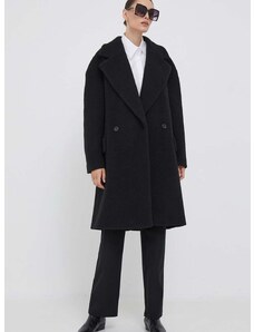 Палто с вълна Joop! в черно преходен модел с уголемена кройка