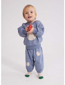 Бебешки памучен спортен панталон Bobo Choses в синьо с принт