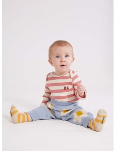 Бебешки памучен спортен панталон Bobo Choses в синьо с десен