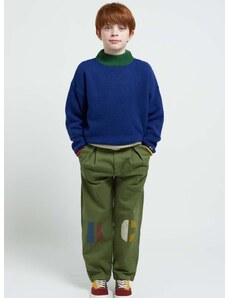 Детски памучен панталон Bobo Choses в зелено с принт